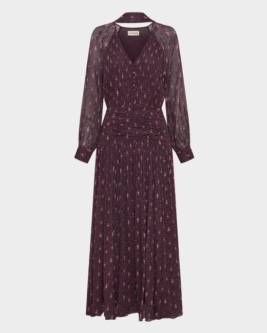 Nicholas Draya Ruched Tie-Neck Maxi Dress Da Women Di Colore Viola