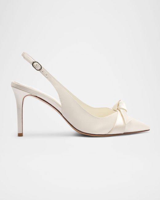 Alexandre Birman Women's White Classic Clarita Satin Slingback Pumps