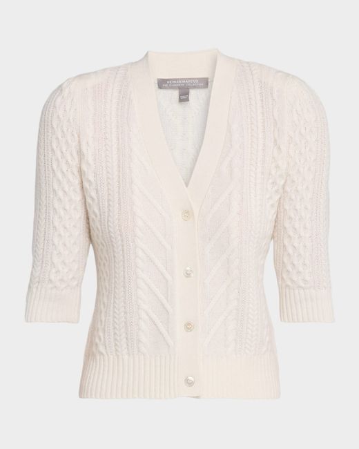 Neiman Marcus Cashmere Collection Women's  Cable-Knit Cardigan