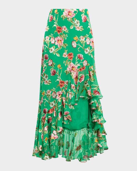 Alice + Olivia Soraya Ruffled High-Low Skirt Da Women Di Colore Floreale