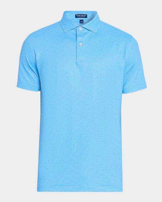 Peter Millar Men's Blue Fermata Performance Jersey Polo