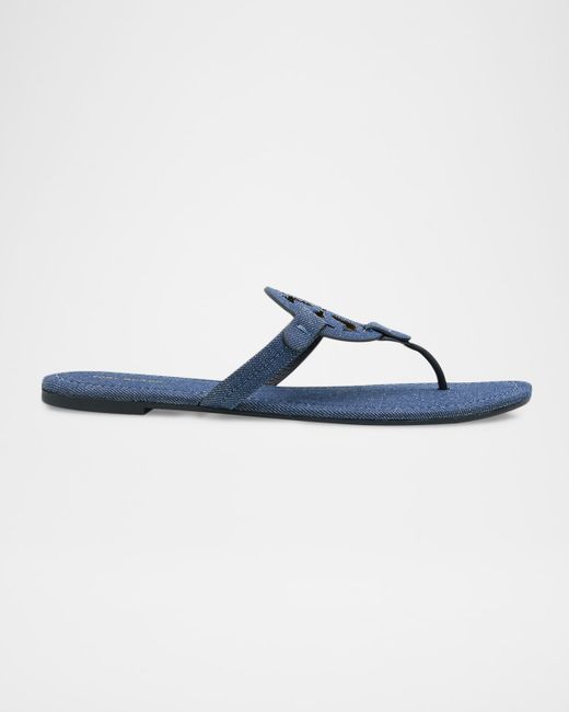 Tory Burch   Miller Denim Logo Thong Sandals