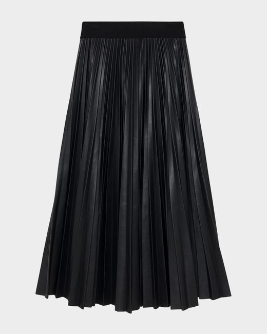 Simkhai Women's Black Kezia Pleated Vegan Leather Midi Skirt
