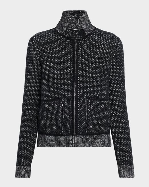 Tse Cashmere Women's Black Stand-Collar Sequin Knit Jacket