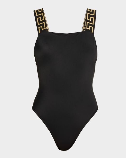 Versace Women's Black Greca One-Piece Swimsuit