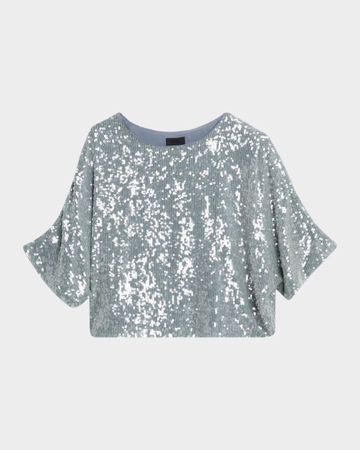 Lapointe Sequined Short-Sleeve Oversized T-Shirt Da Women Di Colore Blu