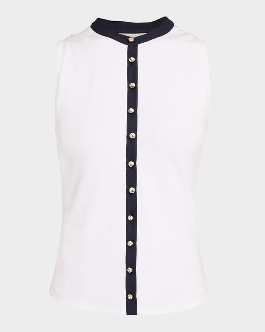 Cinq A Sept Beverly Knit Button-Front Top Da Women Di Colore Blu Scuro