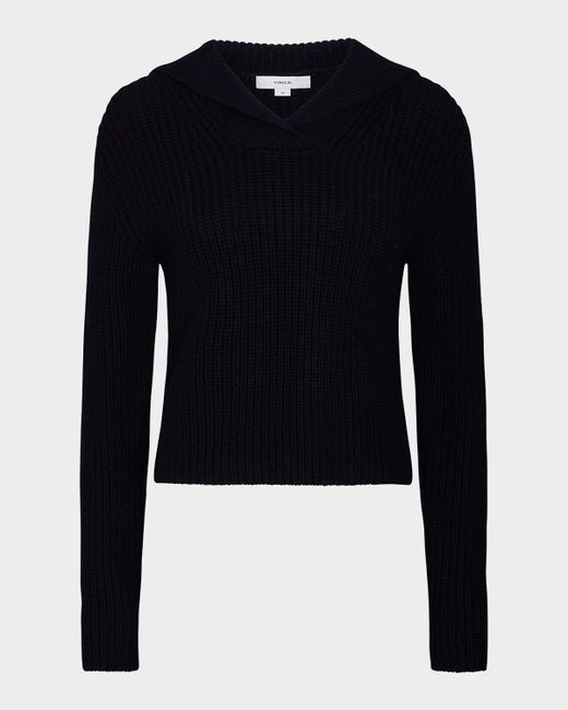 Vince Women's Blue Ribbed Cashmere Sailor Sweater