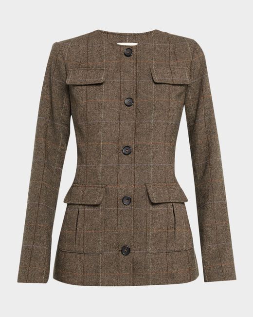 Favorite Daughter The Spencer Plaid Collarless Jacket Da Women