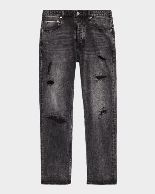 Ksubi Men's Gray Hazlow Selvedge Black Denim Straight-Leg Jeans