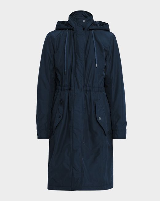 Herno Women's Dark Blue Water-Resistant Parka With Detachable Hood