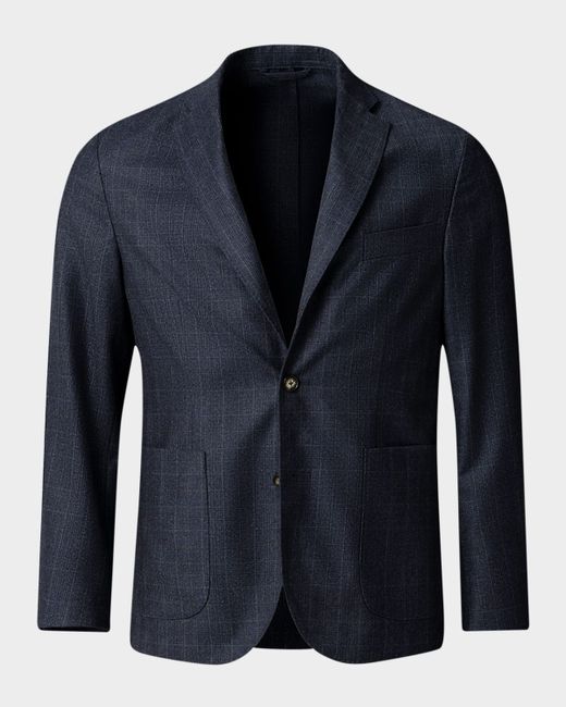 Eton Men's Dark Blue Check Deconstructed Blazer Jacket