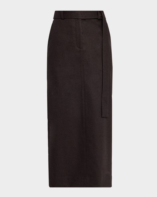 Twp Slit Skirt Cashmere Flannel Da Women Di Colore Marrone