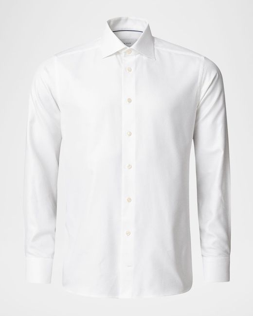 Eton Men's White Slim-Fit Tonal Stripe Organic Dress Shirt