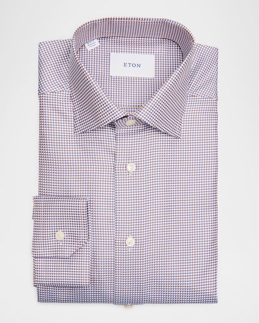 Eton Slim-Fit Organic Micro-Chevron Dress Shirt Da Men Di Colore Arancione