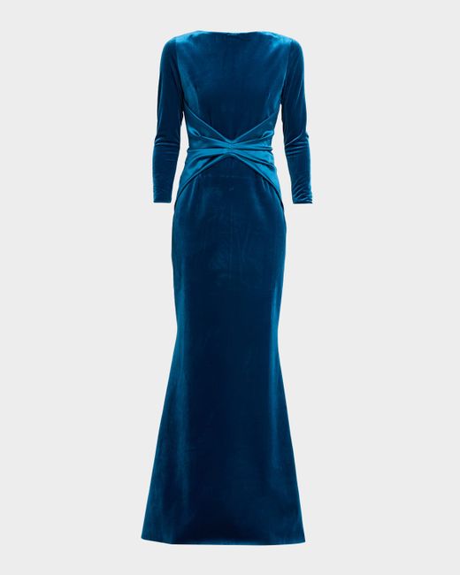 Chiara Boni La Petite Robe Jaslette Satin-Embellished Velvet Mermaid Gown Da Women Di Colore Blu