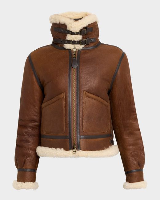 Polo Ralph Lauren Women's Brown Zip-Front Flight Jacket