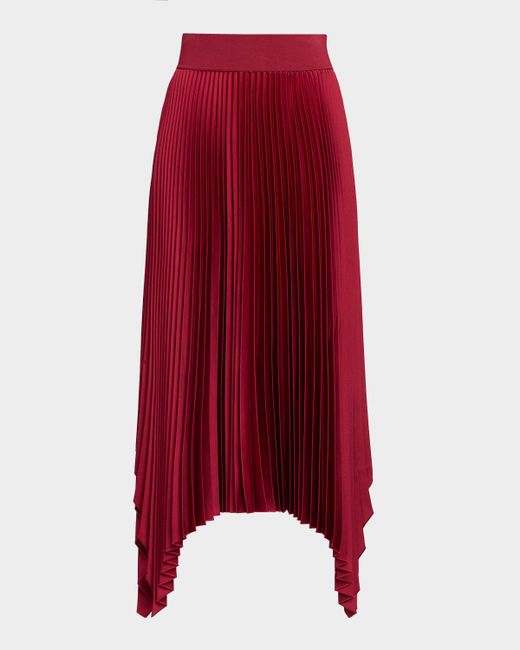 Joseph Women's Red Ade Plisse Handkerchief Midi Skirt