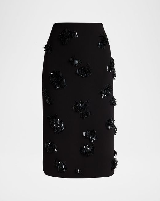 Proenza Schouler Women's Black Moira Embroidered Compact Crepe Skirt
