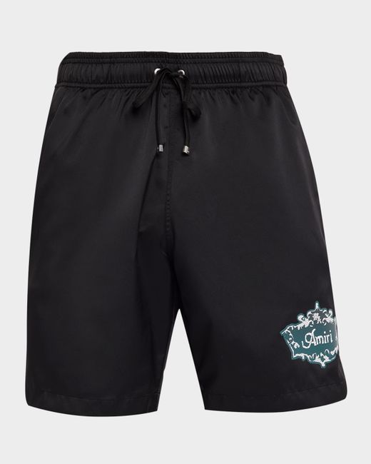 Amiri Aposs Chateau Crest Swim Trunks Da Men Di Colore Nero