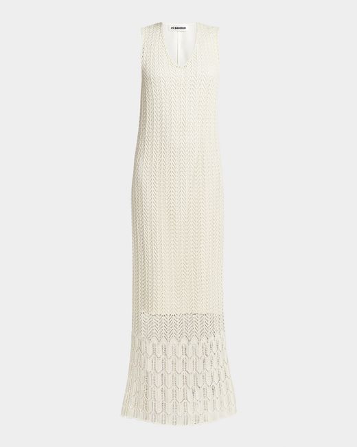 Jil Sander Women's  Crochet Knit Sleeveless Maxi Dress