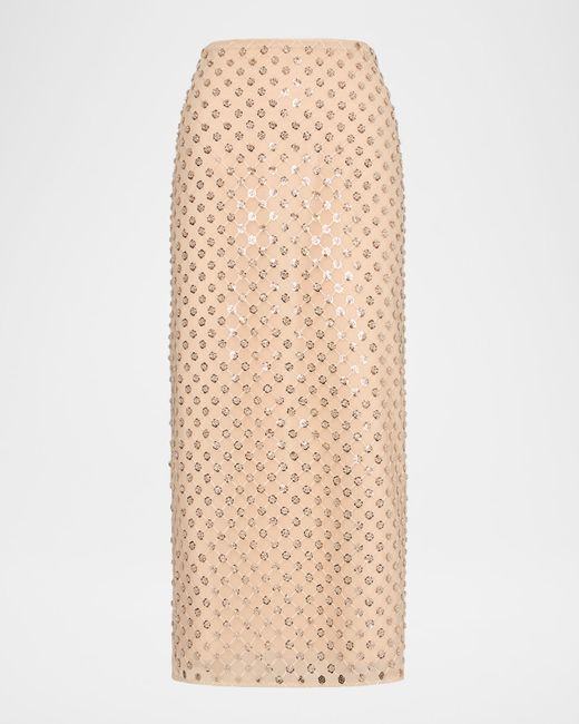 Milly Rosemary Sequin Embroidered Midi Skirt Da Women