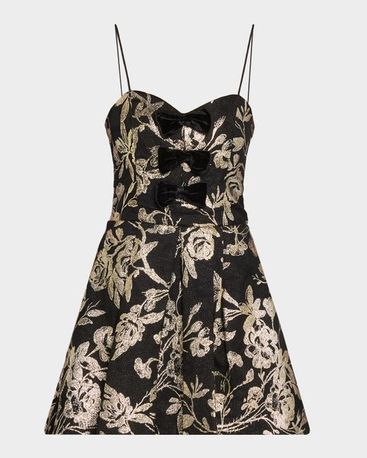 Alice + Olivia Daniela Floral Metallic Bow-Front Mini Dress Da Women Di Colore Nero