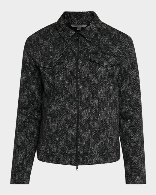 John Varvatos Hallet Jacquard Herringbone Trucker Jacket Da Men Di Colore Nero