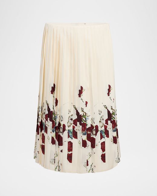 Khaite Women's Beige Anya Floral Pleated Midi Skirt