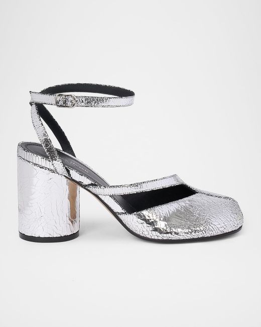 Maison Margiela Women's Silver Tabi Broken Mirror Split-Toe Pumps