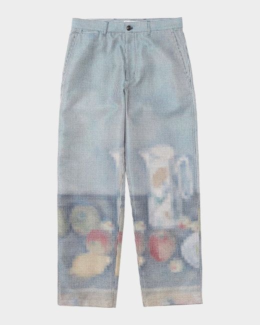 Vowels Jacquard Baggy-Fit Work Pants Da Men