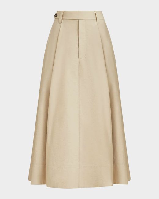 Brunello Cucinelli Women's Beige Techno Poplin A-Line Midi Skirt