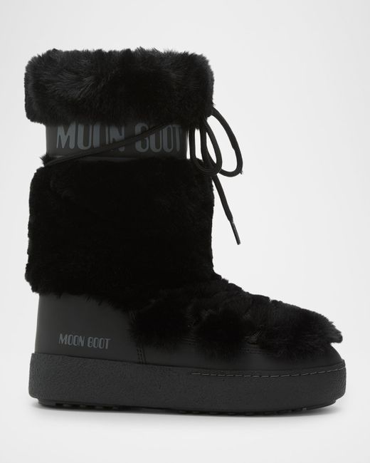 Moon Boot Women's Black Ltrack Faux Fur High Snow Boots