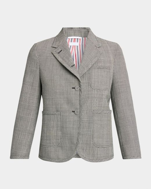 Thom Browne Women's White Fit 2 Multi-Check Crop Single-Breasted Sport Coat