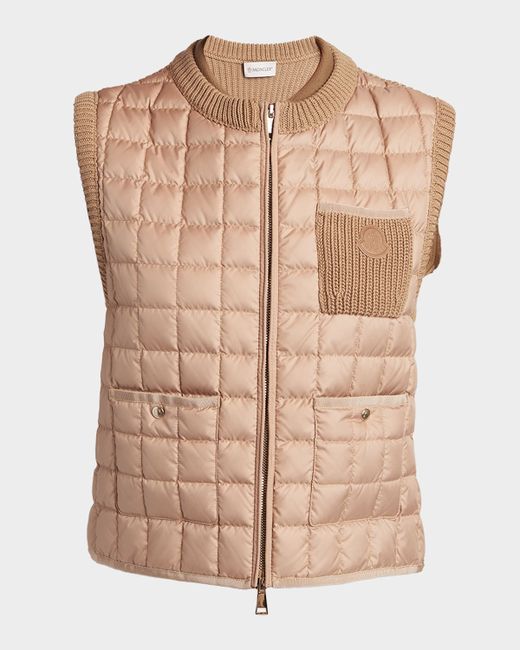 Moncler Women's Beige Quilted Combo Down Vest