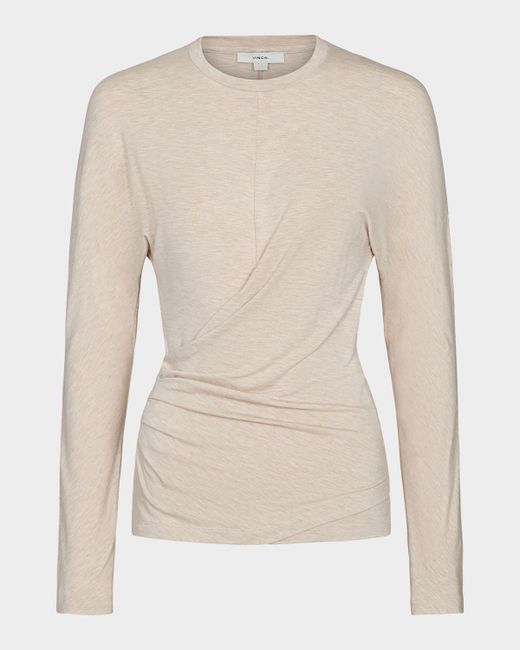 Vince Women's Beige Fixed-Drape Long-Sleeve Blouse