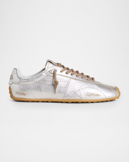 Golden Goose Women's Silver Marathon Speed Metallic Low-Top Sneakers