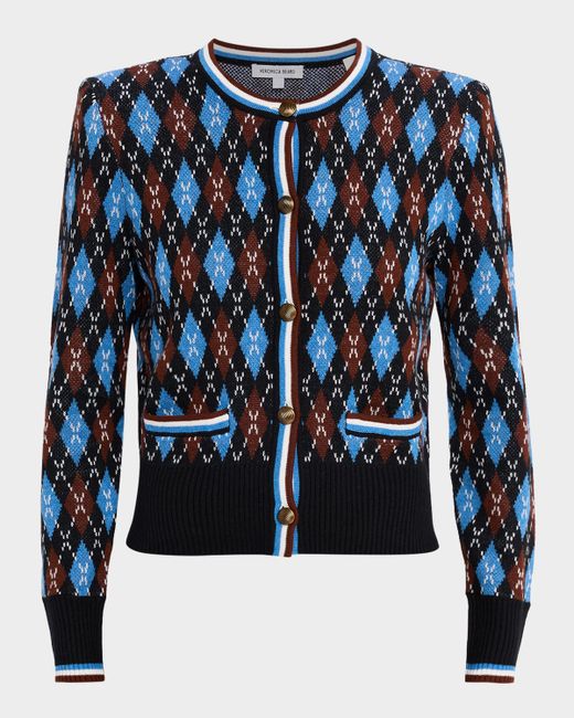 Veronica Beard Sylvane Argyle Cardigan Da Women Di Colore Nero