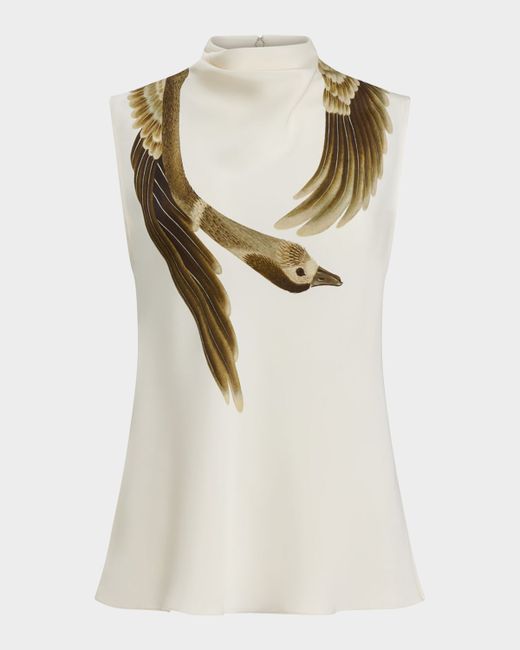 Altuzarra Women's White Arlie Draped Mock-Neck Top