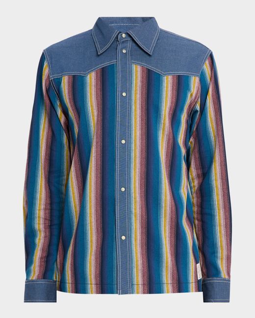 Scotch & Soda Men's Multicolor Stripe Western Shirt