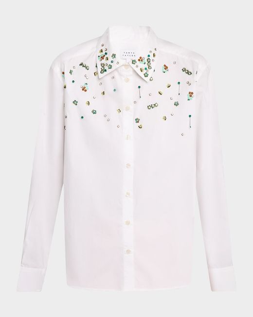Tanya Taylor Margaux Embellished Button-Front Shirt Da Women