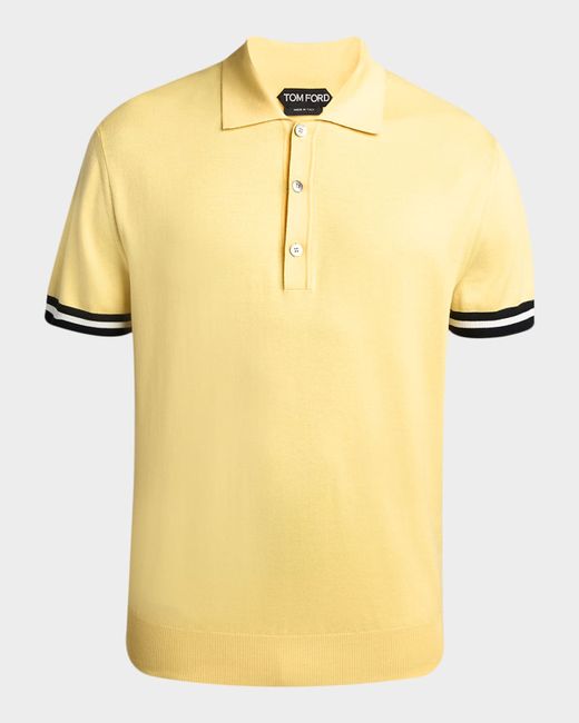 Tom Ford Men's  Aposs And Silk Tipped Short-Sleeve Polo Sweater