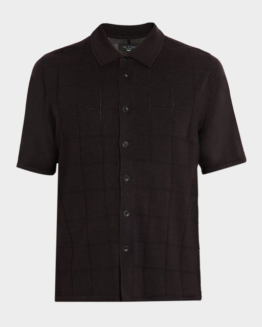 Rag & Bone Dalton Windowpane Knit Short-Sleeve Shirt Da Men