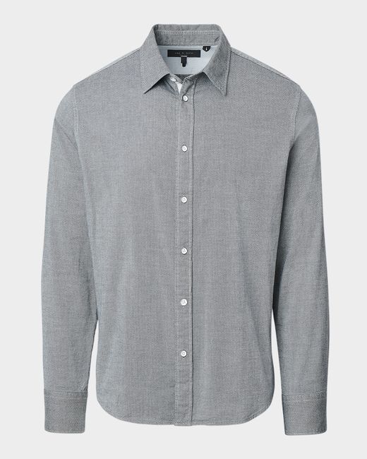 Rag & Bone Tomlin Stretch Dobby Button-Down Shirt Da Men Di Colore Blu