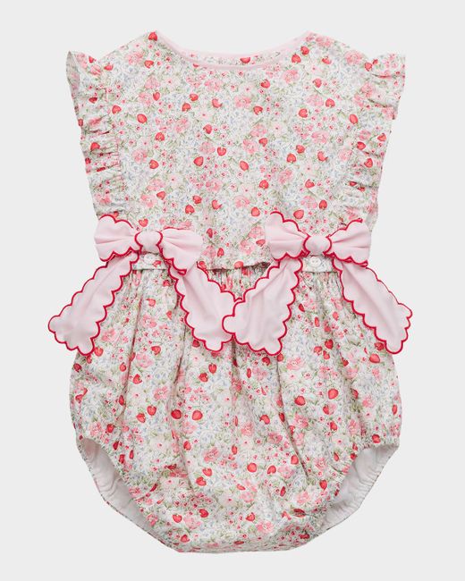 Luli & Me Girl Aposs Strawberry-Print Bubble Bodysuit 6m-24m