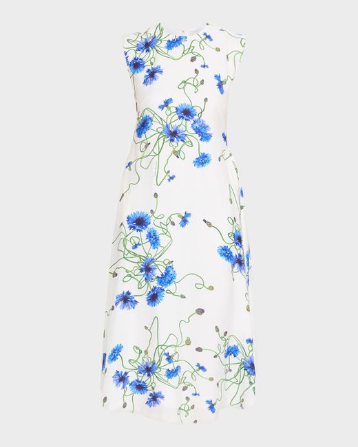 Stella Mccartney  Floral Print Hammered Viscose Midi Dress