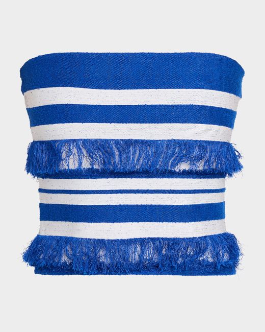 Simkhai Women's Blue Cairo Knit Fringe Tube Top