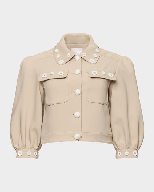 Cinq A Sept Women's Khaki Gilliana Crochet Mirror Jacket