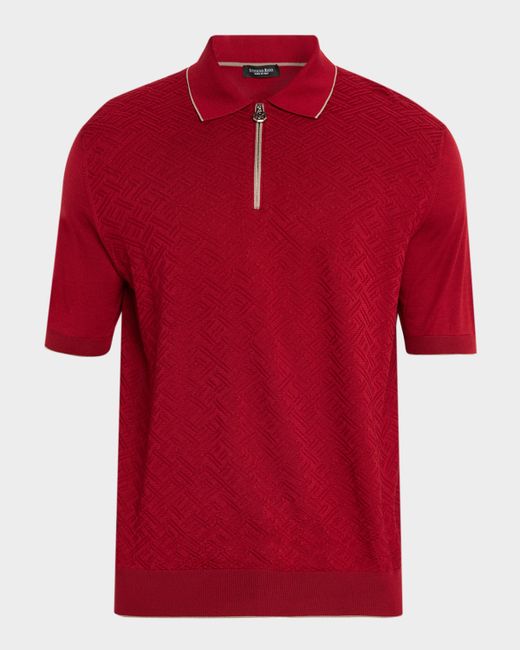 Stefano Ricci Men's  Aposs Textured Quarter-Zip Polo