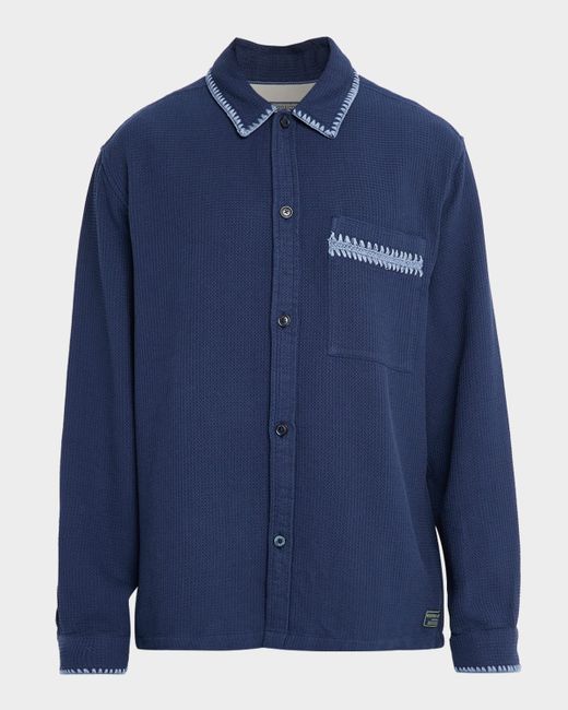 Scotch & Soda Aposs Embroidered Trim Waffle-Knit Button-Down Shirt Da Men